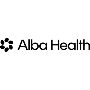 black and white image of Alba Health Logo